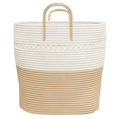 vidaXL Storage Basket Beige and White Ø43x38 cm Cotton