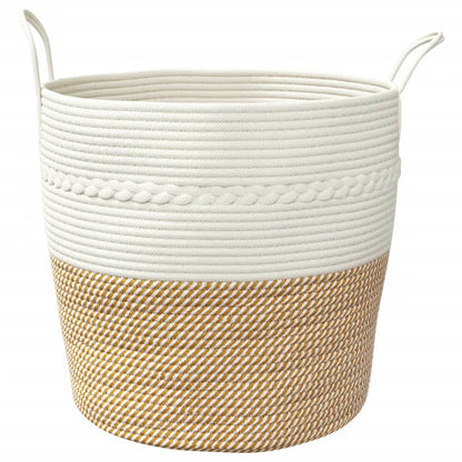 vidaXL Storage Basket Brown and White Ø43x38 cm Cotton