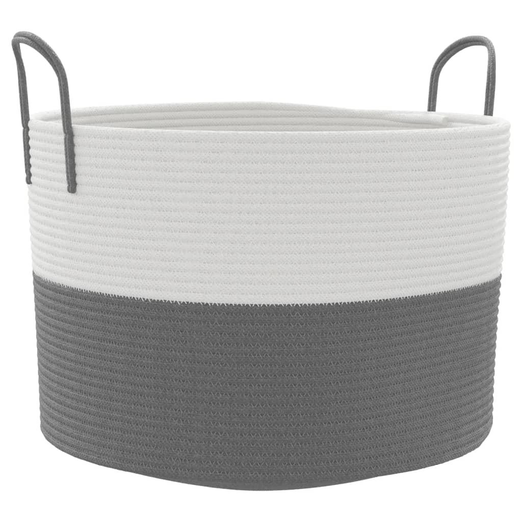vidaXL Storage Basket Grey and White Ø51x33 cm Cotton