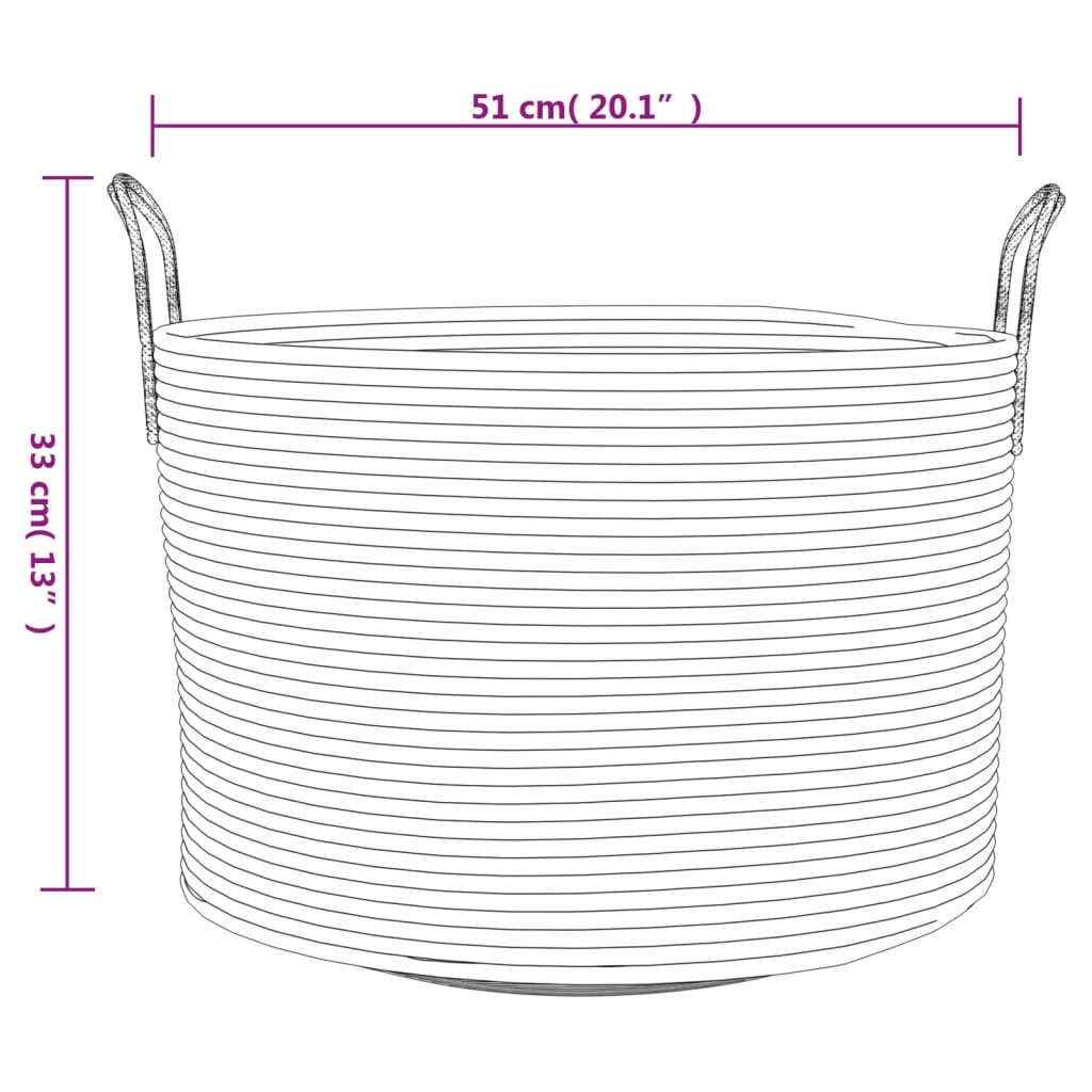 vidaXL Storage Basket Grey and White Ø51x33 cm Cotton