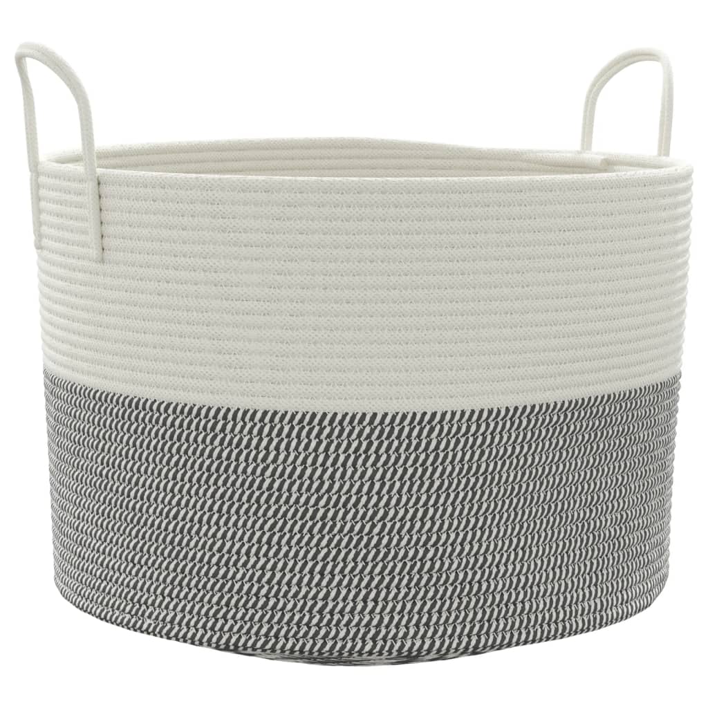 vidaXL Storage Basket Grey and White Ø51x33 cm Cotton