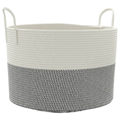 vidaXL Storage Basket Grey and White Ø51x33 cm Cotton