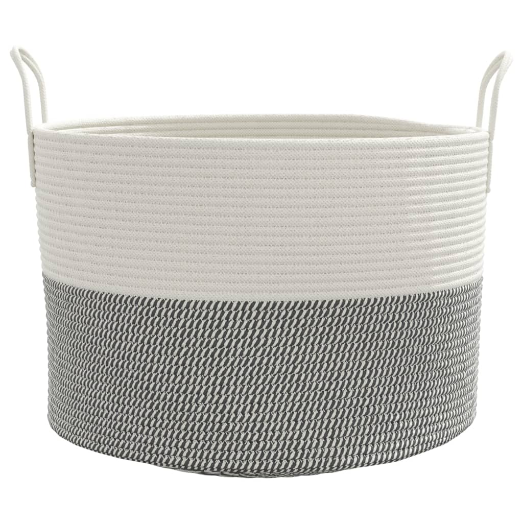vidaXL Storage Basket Grey and White Ø51x33 cm Cotton