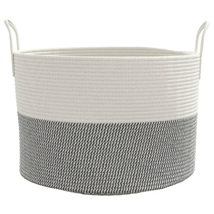 vidaXL Storage Basket Grey and White Ø51x33 cm Cotton