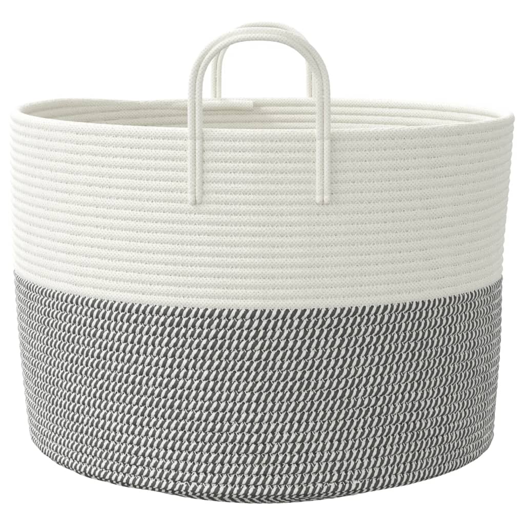 vidaXL Storage Basket Grey and White Ø51x33 cm Cotton