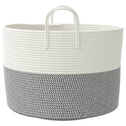 vidaXL Storage Basket Grey and White Ø51x33 cm Cotton