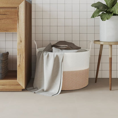 vidaXL Storage Basket Brown and White Ø51x33 cm Cotton