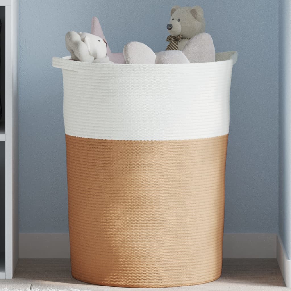 vidaXL Storage Basket Brown and White Ø49x65 cm Cotton