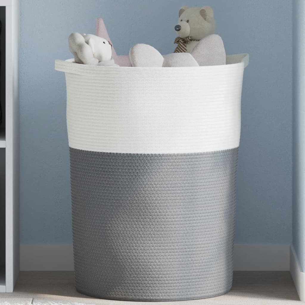 vidaXL Storage Basket Grey and White Ø49x65 cm Cotton