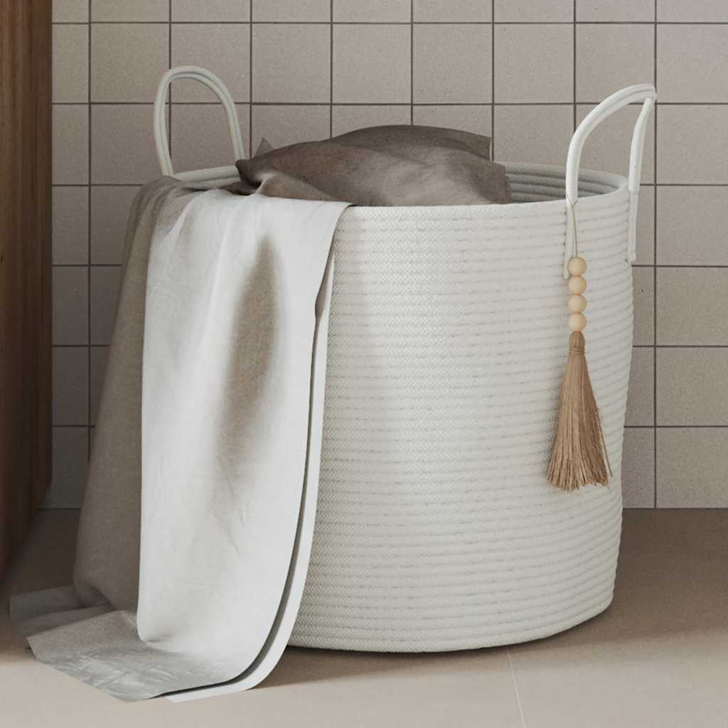 vidaXL Storage Basket White Ø40x35 cm Cotton