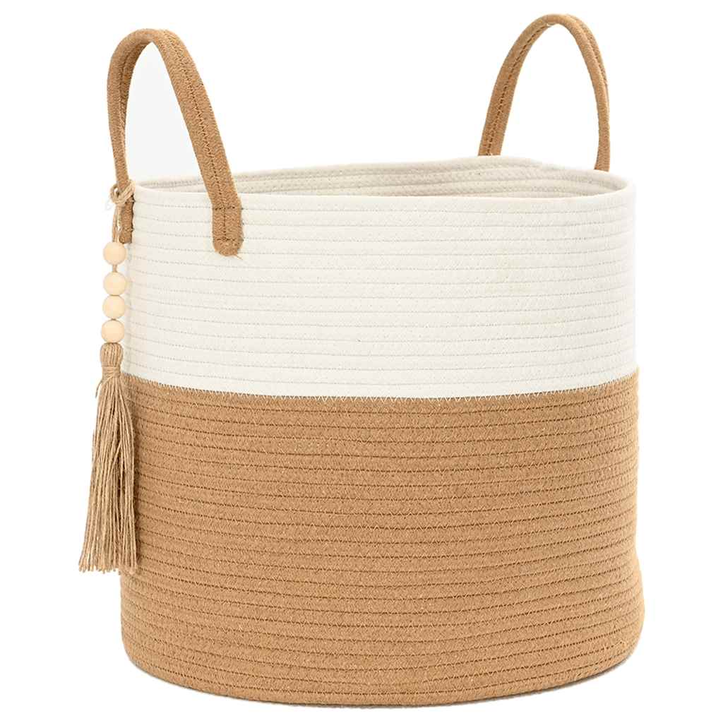 vidaXL Storage Basket Brown and White Ø40x35 cm Cotton
