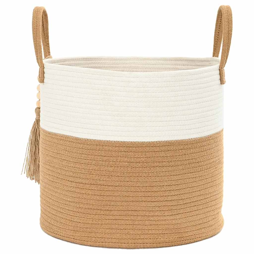vidaXL Storage Basket Brown and White Ø40x35 cm Cotton