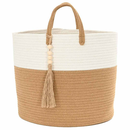 vidaXL Storage Basket Brown and White Ø40x35 cm Cotton