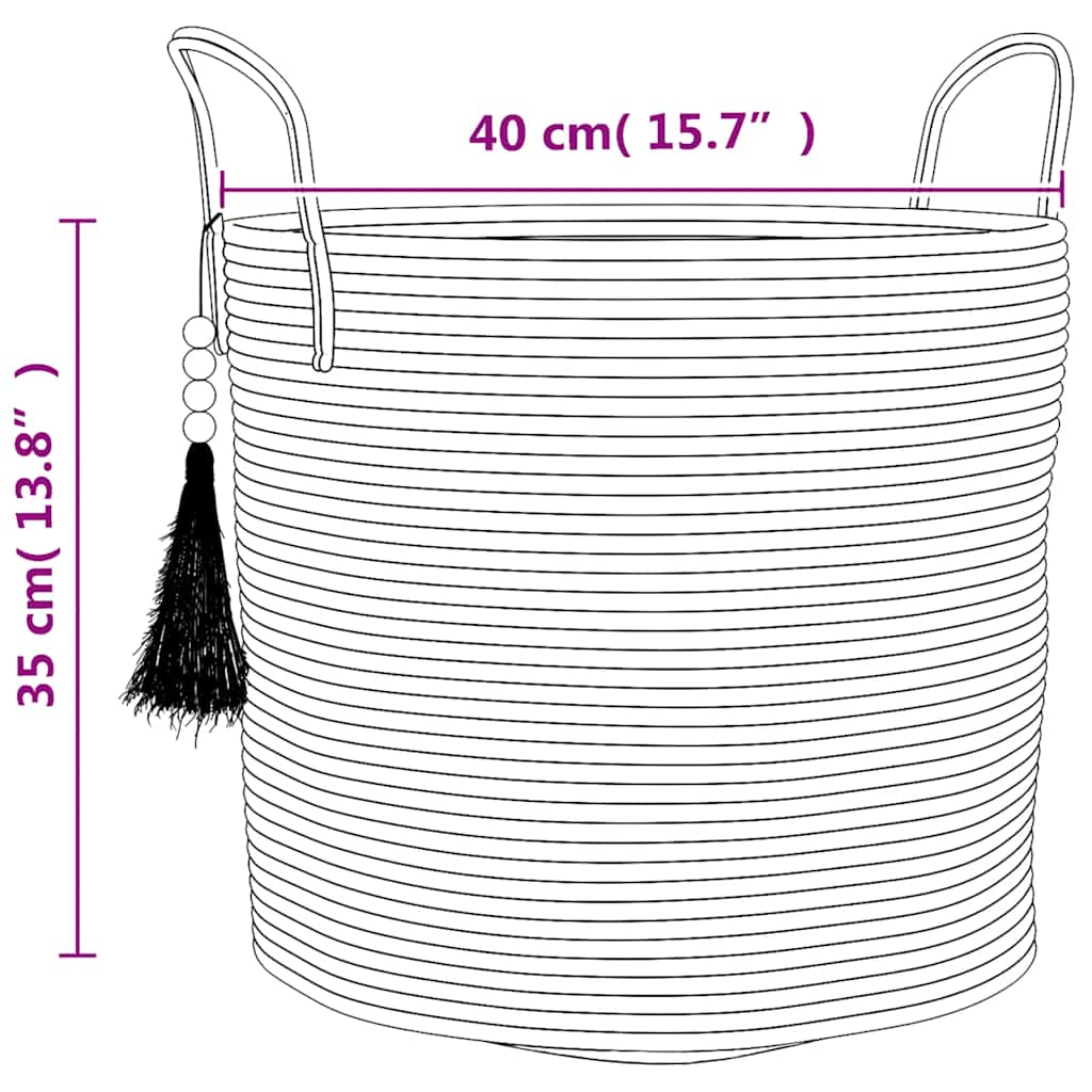 vidaXL Storage Basket Brown and White Ø40x35 cm Cotton