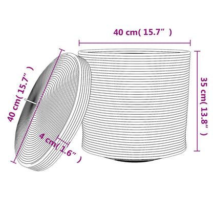 vidaXL Storage Basket with Lid White and Black Ø40x35 cm Cotton