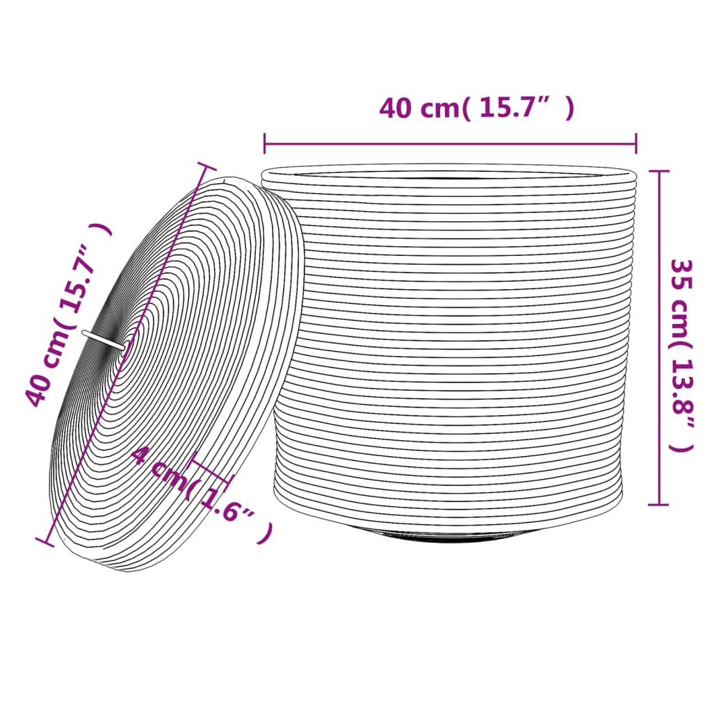 vidaXL Storage Basket with Lid Brown and White Ø40x35 cm Cotton