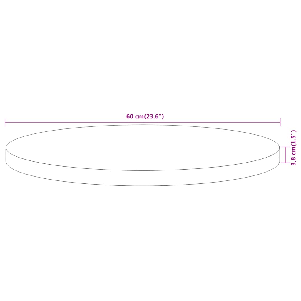 vidaXL Table Top Ø60x3.8 cm Round Solid Wood Acacia