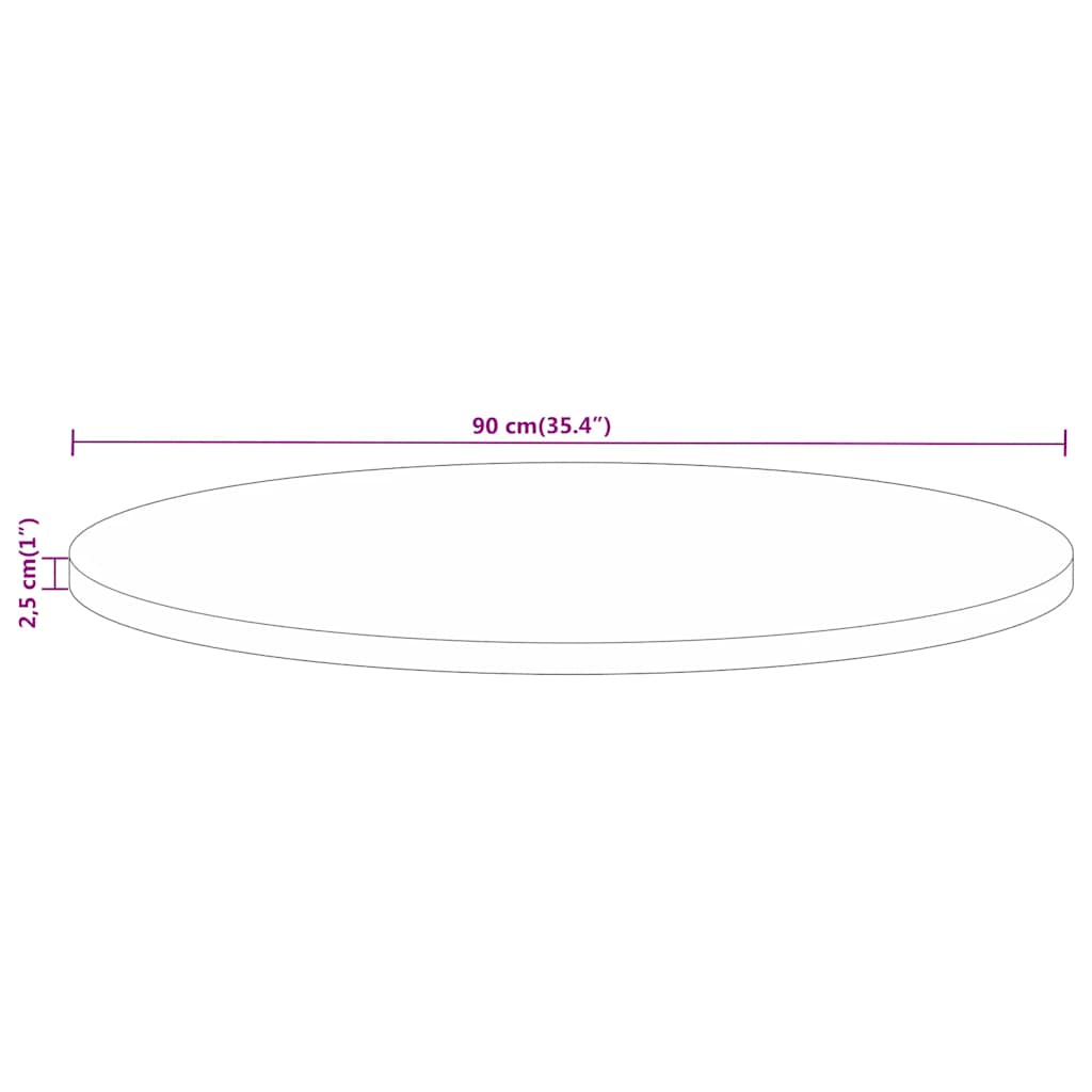 vidaXL Table Top Ø 90x2.5 cm Round Solid Wood Mango