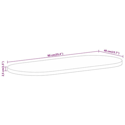 vidaXL Table Top 90x40x2.5 cm Oval Solid Wood Rough Mango