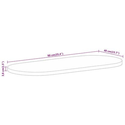 vidaXL Table Top 90x40x3.8 cm Oval Solid Wood Mango