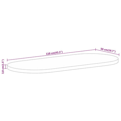 vidaXL Table Top 110x50x3.8 cm Oval Solid Wood Mango