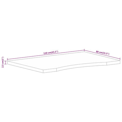 vidaXL Desk Top with Curve 110x80x2.5 cm Solid Wood Rough Mango