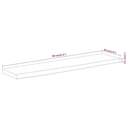 vidaXL Wall Shelf 80x20x2,5 cm Rectangular Solid Wood Acacia Live Edge