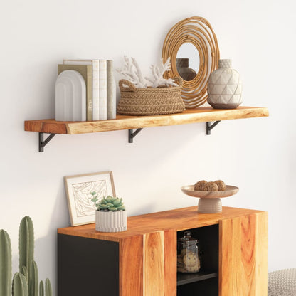 vidaXL Wall Shelf 120x20x2.5 cm Rectangular Solid Wood Acacia Live Edge