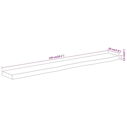 vidaXL Wall Shelf 140x20x2.5 cm Rectangular Solid Wood Acacia Live Edge