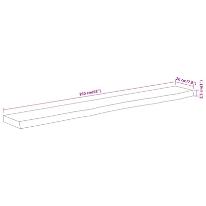vidaXL Wall Shelf 160x20x2.5 cm Rectangular Solid Wood Acacia Live Edge