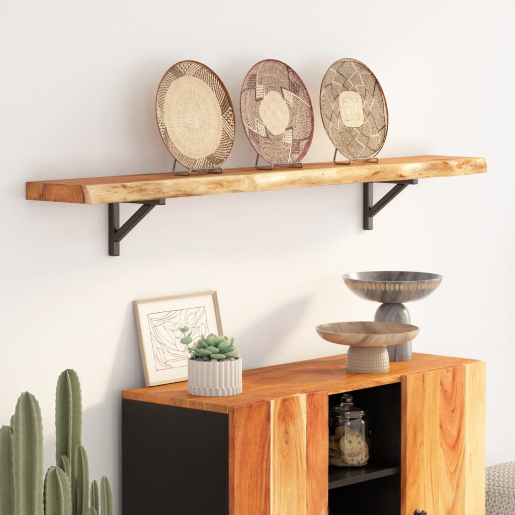 vidaXL Wall Shelf 180x20x2.5 cm Rectangular Solid Wood Acacia Live Edge
