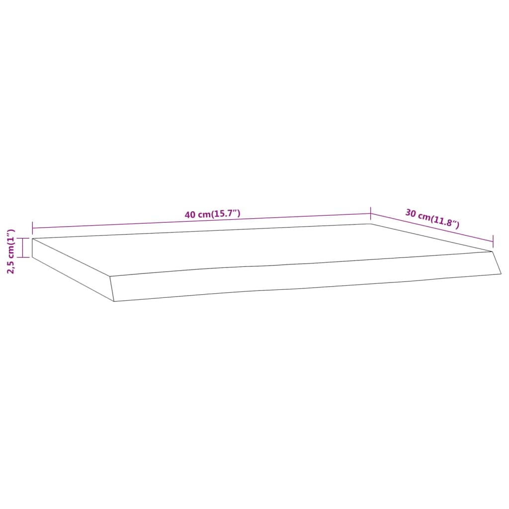 vidaXL Wall Shelf 40x30x2.5 cm Rectangular Solid Wood Acacia Live Edge