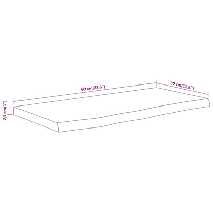 vidaXL Wall Shelf 60x30x2.5 cm Rectangular Solid Wood Acacia Live Edge
