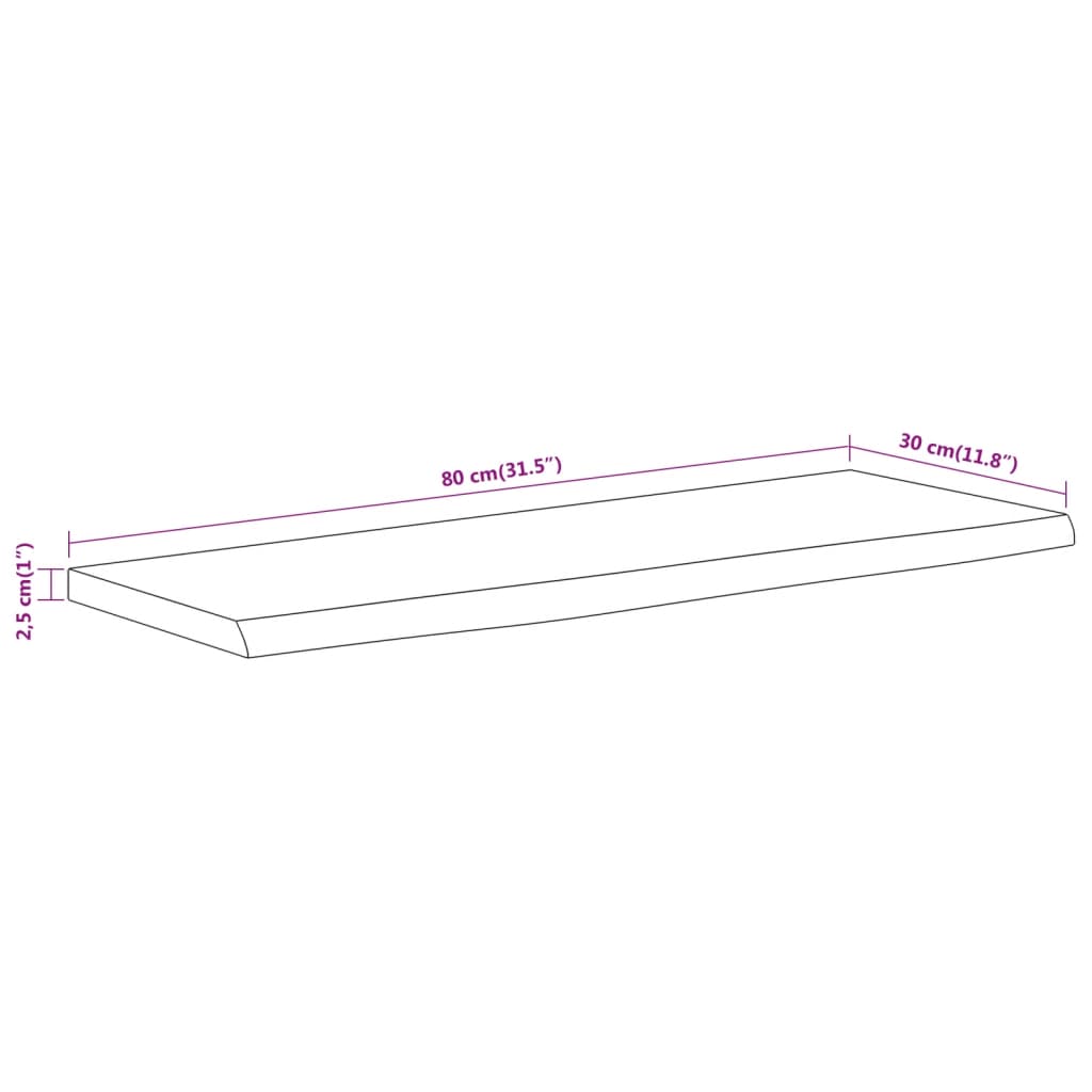 vidaXL Wall Shelf 80x30x2.5 cm Rectangular Solid Wood Acacia Live Edge