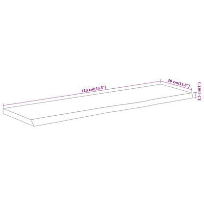 vidaXL Wall Shelf 110x30x2.5 cm Rectangular Solid Wood Acacia Live Edge