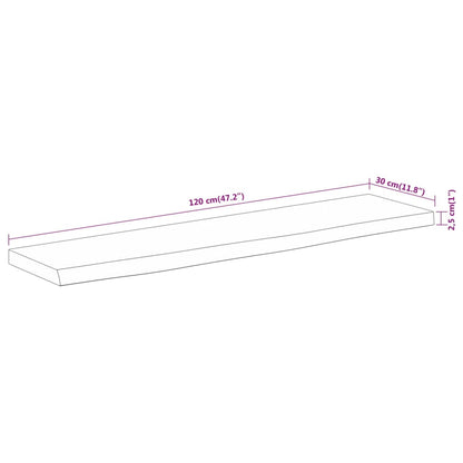 vidaXL Wall Shelf 120x30x2.5 cm Rectangular Solid Wood Acacia Live Edge