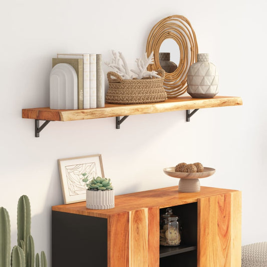 vidaXL Wall Shelf 120x30x2.5cm Rectangular Solid Wood Acacia Live Edge