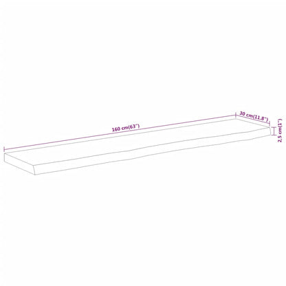 vidaXL Table Top 160x30x2,5 cm Rectangular Solid Wood Acacia Live Edge