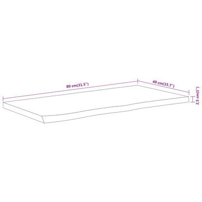 vidaXL Table Top 80x40x2.5 cm Rectangular Solid Wood Acacia Live Edge
