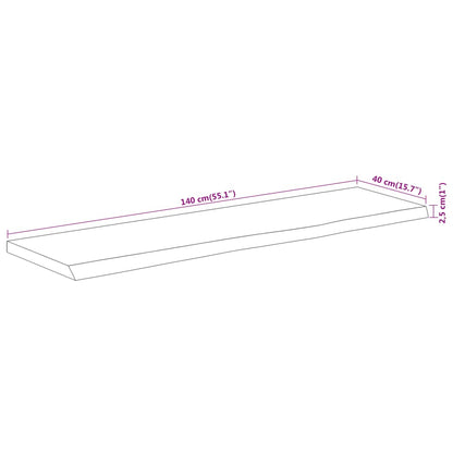 vidaXL Table Top 140x40x2.5 cm Rectangular Solid Wood Acacia Live Edge