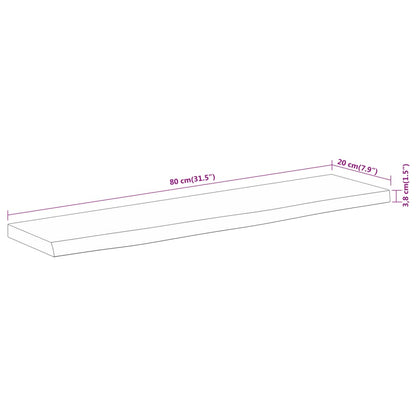 vidaXL Wall Shelf 80x20x3.8 cm Rectangular Solid Wood Acacia Live Edge