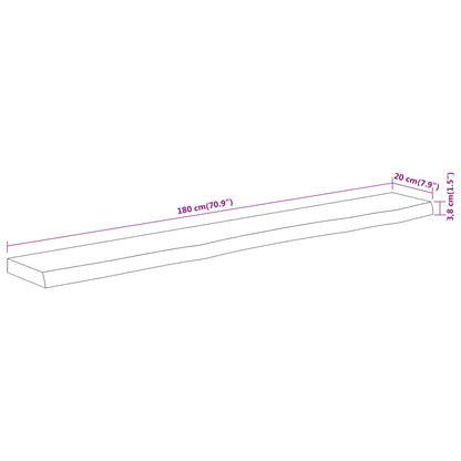 vidaXL Wall Shelf 180x20x3.8 cm Rectangular Solid Wood Acacia Live Edge