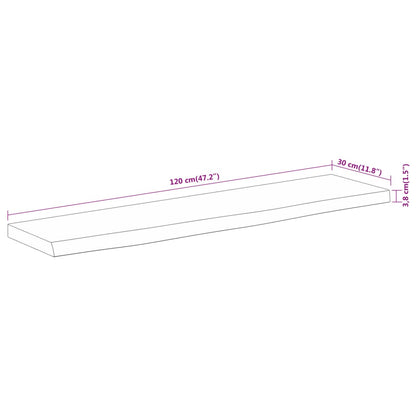 vidaXL Wall Shelf 120x30x3.8 cm Rectangular Solid Wood Acacia Live Edge