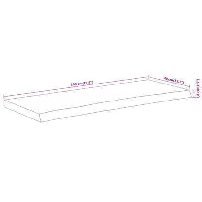 vidaXL Table Top 100x40x3.8 cm Rectangular Solid Wood Acacia Live Edge