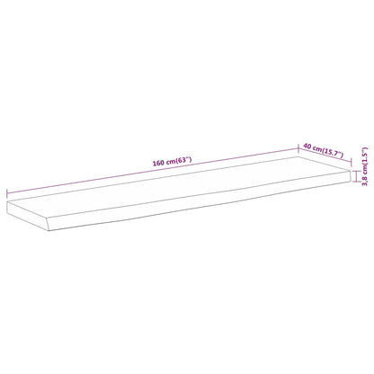 vidaXL Table Top 160x40x3.8 cm Rectangular Solid Wood Acacia Live Edge