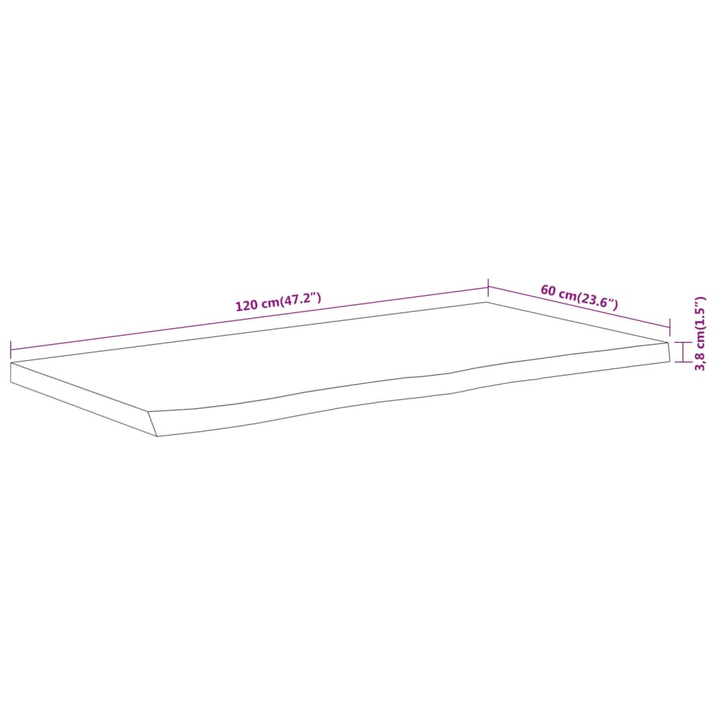 vidaXL Bathroom Countertop 120x60x3,8 cm Rectangular Solid Wood Acacia