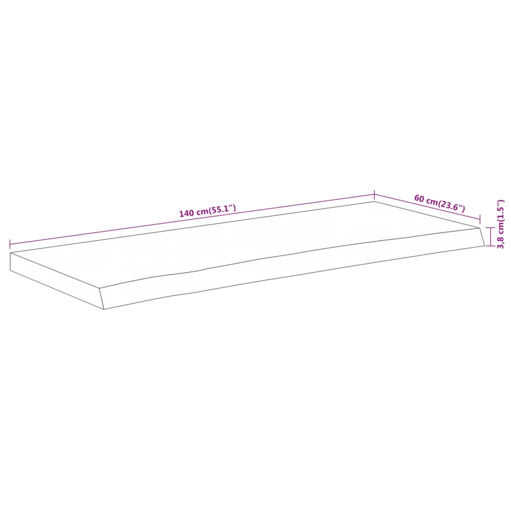 vidaXL Bathroom Countertop 140x60x3,8 cm Rectangular Solid Wood Acacia