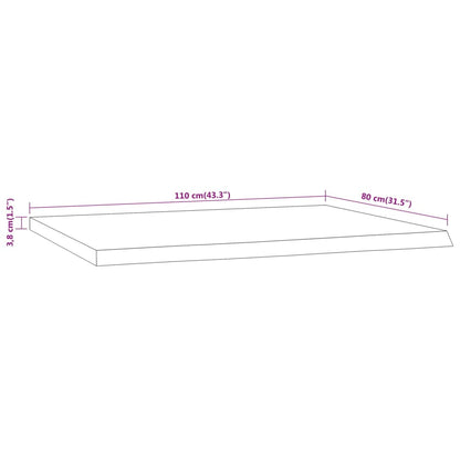 vidaXL Desk Top 110x80x3.8 cm Rectangular Solid Wood Acacia Live Edge