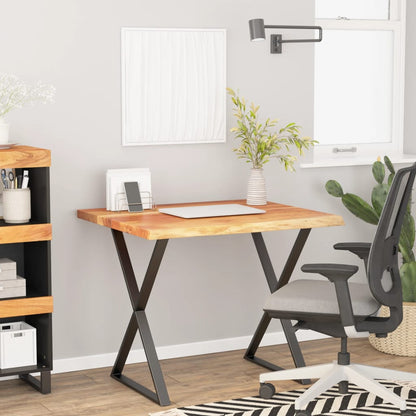 vidaXL Desk Top 110x80x3.8 cm Rectangular Solid Wood Acacia Live Edge