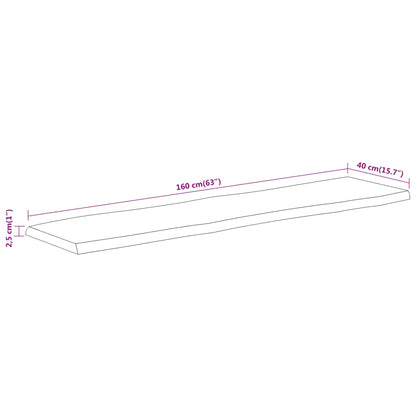 vidaXL Table Top 160x40x2.5 cm Rectangular Solid Wood Acacia Live Edge